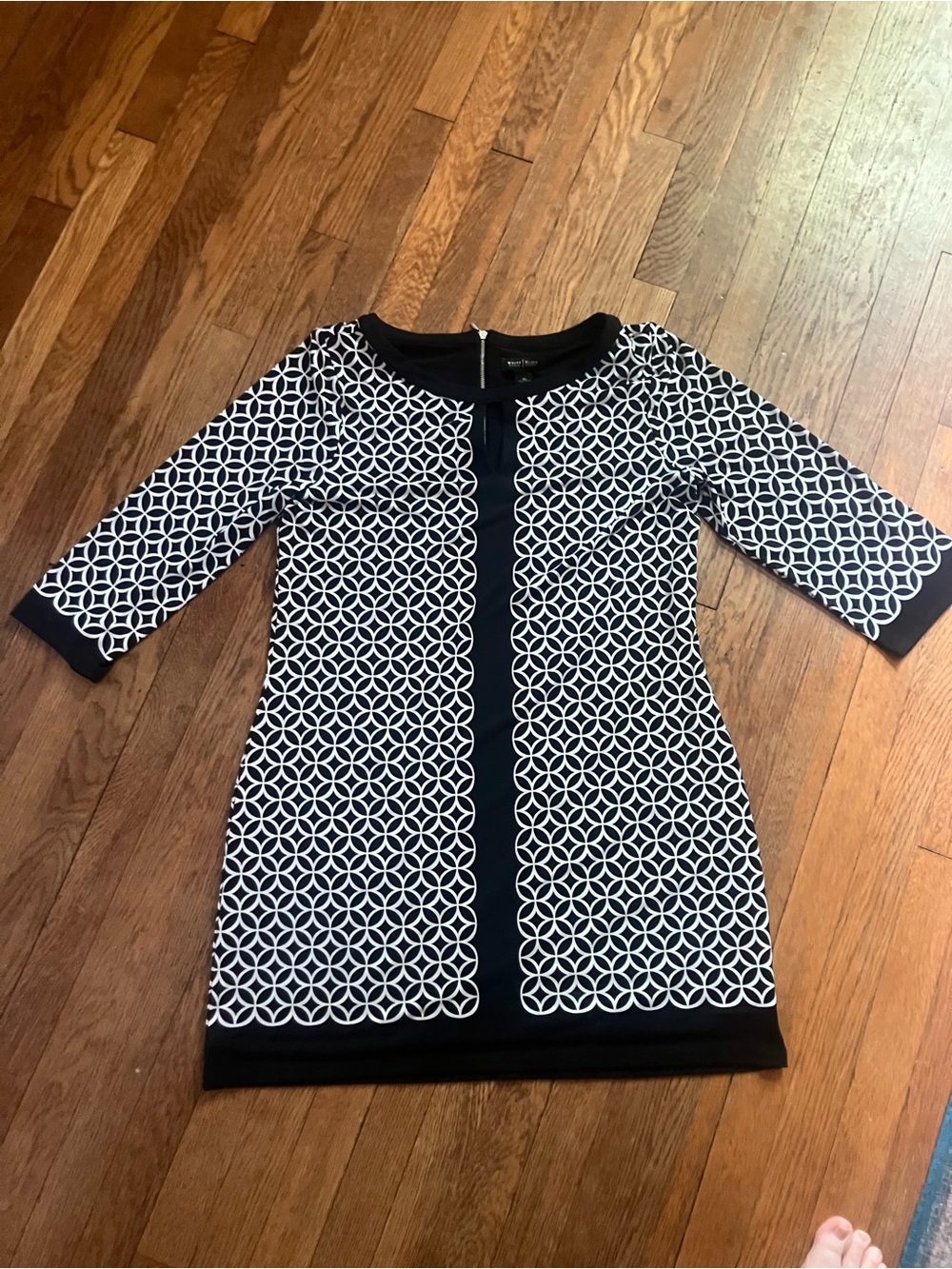 White House Black Market Black and White Printed Dress